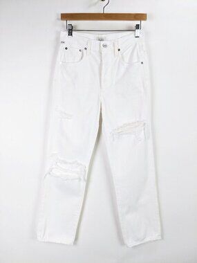 Citizens of Humanity Premium Vintage Emery Crop Distressed White Jeans Size 23